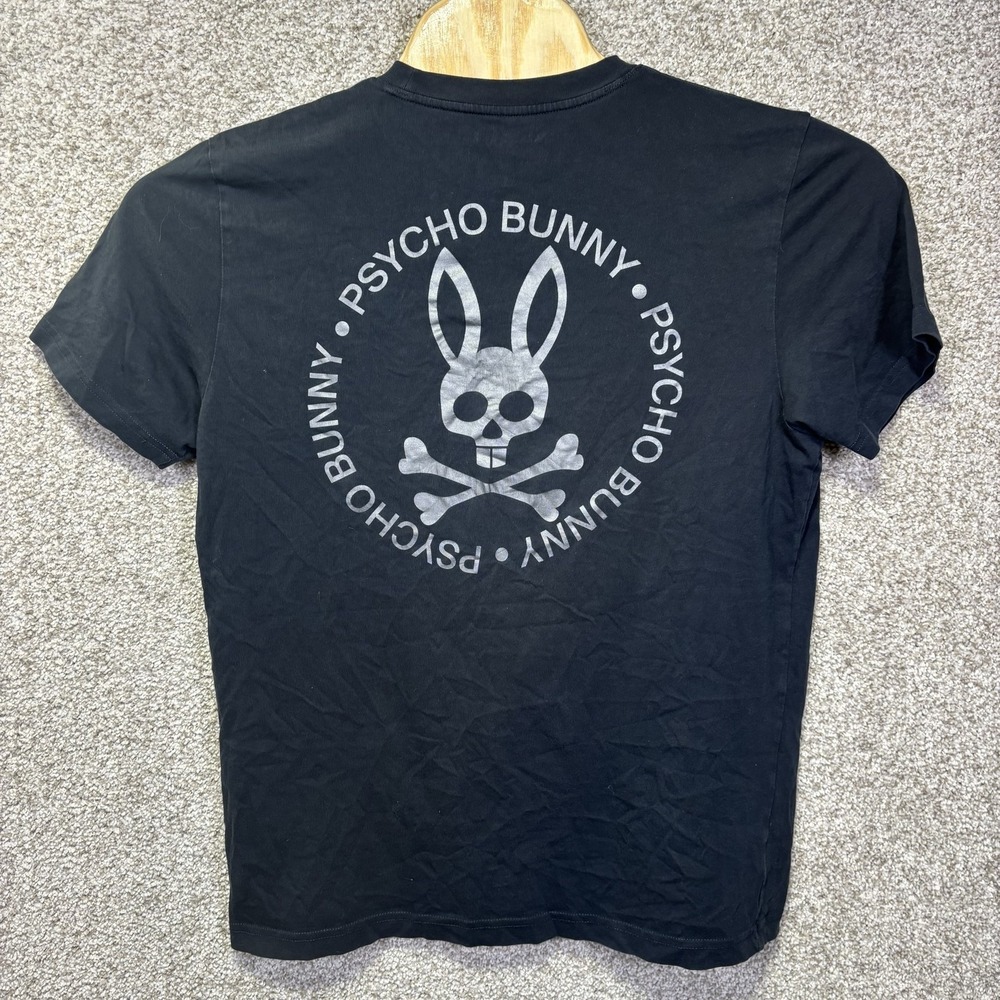 Psycho Bunny Shirt Mens XL Black Skull Logo Graphic Tee Casual Streetwear